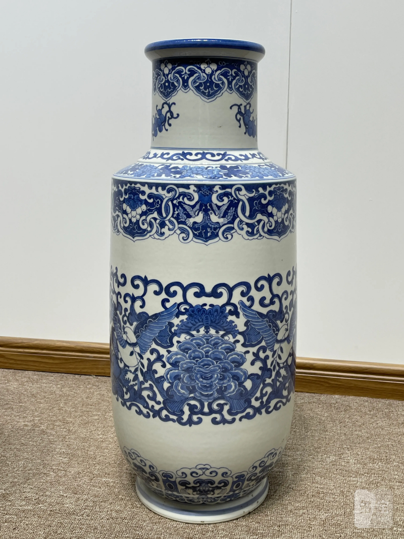 50年代 青花和平鸽纹大棒槌瓶 - 图3